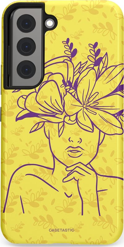 Casetastic hoesje geschikt voor Samsung Galaxy S22 - Dubbellaagse bescherming - Floral Essence - Fashion Case - Goud Beige