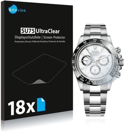 Savvies - Screenprotector voor Rolex Cosmograph Daytona (40 mm) - Folie Beschermfolie transparant 18 Stuks