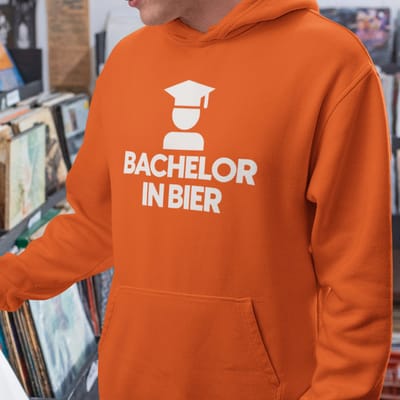 Oranje Koningsdag Hoodie Bachelor In Bier - MAAT XS - Feestkleding & Carnavalskleding