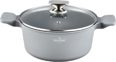 Swiss Haus® BC16S Braadpan Inductie met Deksel - Ø 16 cm / 1.3 Liter Soeppan - PFAS Vrij - Braadpannen Voor Alle Warmtebronnen - Pan Met Sapphire™ Antiaanbaklaag - Grijs