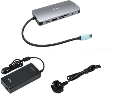 i-Tec - USB-C Metal Nano Dock - HDMI/VGA met LAN + 112W Oplader – Aluminium – 100W Power Delivery – Universeel Docking Station