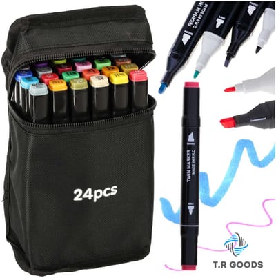 Twin Markers 24 Stuks - Alcohol Markers - Double Sided Markers - 24 Verschillende kleuren - Twinmarkers