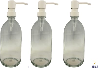 BBBLS® Design Dispenser 3 stuks Giftset "Blanco" | Transparant Kunststof | 500ml | RVS / Metaal Pomp Wit | Zeeppomp | Zeepdispenser | Zeephouder