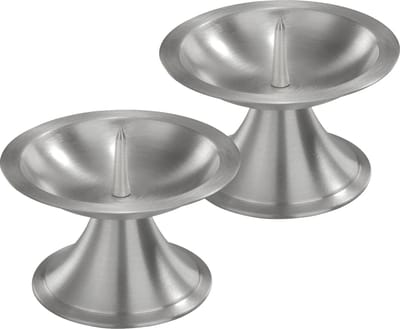 2x Luxe metalen kaarsenhouders zilver voor stompkaarsen van 7-8 cm - Stompkaarshouder - Kaarshouder/kaarsen standaard - Kandelaar voor stompkaarsen - Woonaccessoires