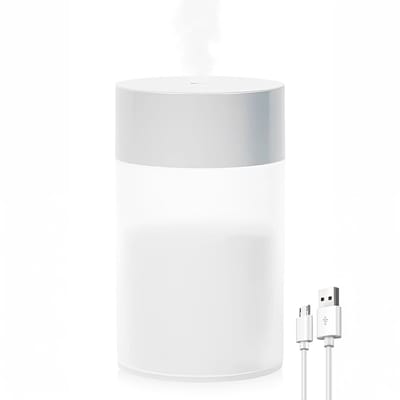 260 ml draagbare mistluchtbevochtiger en diffuser met kleurrijk nachtlampje – stille USB-luchtbevochtiger voor op het bureau, automatische uitschakeling bij watertekort