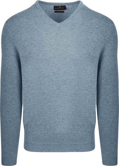 Steppin' Out Pullover V-hals Merinowol Sky Blue - Maat S - Heren - Pullovers