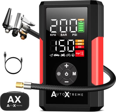 AutoXtreme Air-200 Bandenpomp Auto en Fiets 12V - Compacte Autobanden Pomp Draadloos - Mini Compressor Bandenpomp met Drukmeter - Luchtcompressor en Elektrische Fietspomp 25 L/min