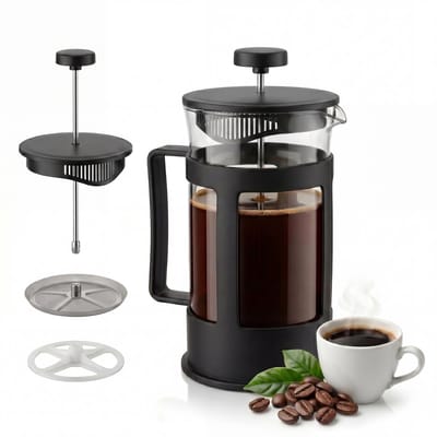 French Press Koffiezetapparaat - Herbruikbaar RVS Filter - Voor Koffie én Thee - Cafetière - Koffiezetter - Koffiemaker - Koffiemachines - Espresso Maker - 600 ml - Cadeaus voor Hem en Haar - Zwart - Löwenthal