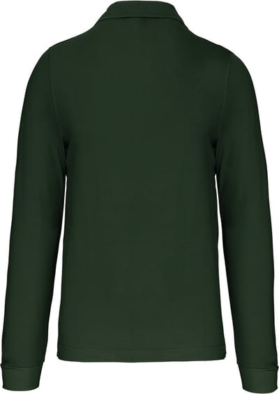 Herenpoloshirt met knopen en lange mouwen Forest Green - L