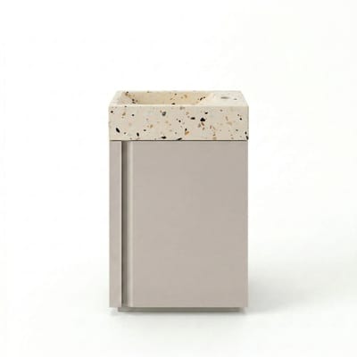 FugaFlow Eccelente Arredo Toiletmeubelset - 40x65cm - 1 deur - 1 kraangat - rechts - fontein terrazzo - mat cotton (beige)