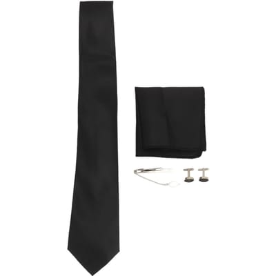 Heren Cadeau Stropdassenset Zijdeachtige Stropdas Stropdasklem Zacht Lichtgewicht Pochet Manchetknopenset 8cm Breedte voor zwart