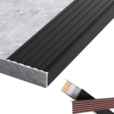 L-vormige trapprofiel - Traprandbeschermer aluminium - Treden beschermen - Antislip oppervlak - 1000 mm - Zwart
