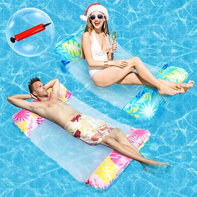 Multifunctionele Opblaasbare Zwemhangmat voor Volwassenen - 4 in 1 Ontspanningsfloat met Handpomp voor Strand en Zwembad