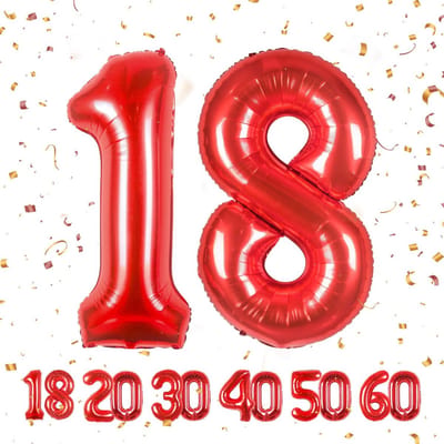 Grote Cijferballon 18 Jaar Rood – XXL Folieballon voor Verjaardag Decoratie – 102 cm