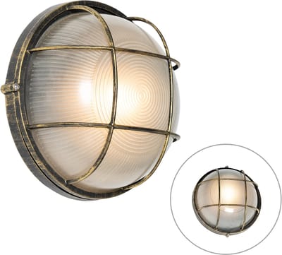 QAZQA hanneke - Industriele Wandlamp voor buiten - 1 lichts - D 10.6 cm - Goud/messing - Industrieel - Buitenverlichting