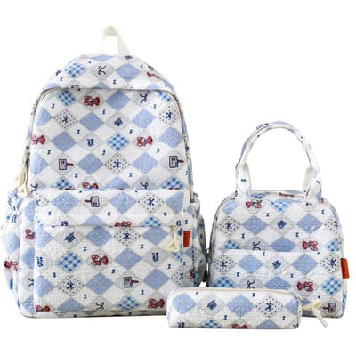 Lichtgewicht Rugzak voor Meisjes, Middelbare Scholieren, High School Studenten, Hoge Waarde Schooltas, Drie Delige Set voor Dames, Koreaanse Schattige Reizen Rugzak