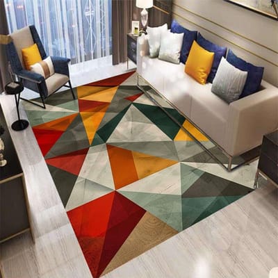 Moderne Geometrische Driehoek Vloermat Koffiekleurig TPR Machine Wasbaar voor Woonkamer Slaapkamer Keuken Binnen Accent Achtergrond Decor 50X80CM