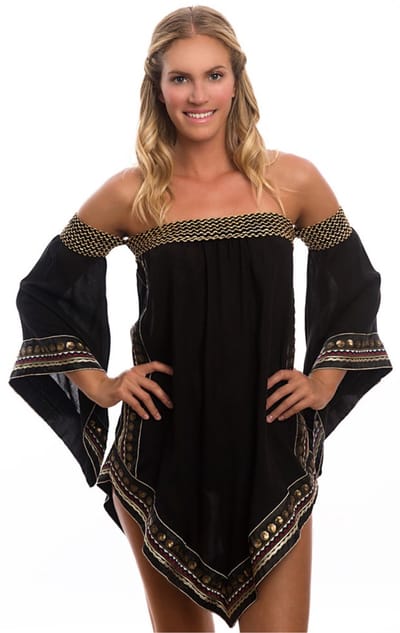 DESPI/Zwarte strandjurk met borduursel in oosterse stijl – Calicute Tunic Zwart