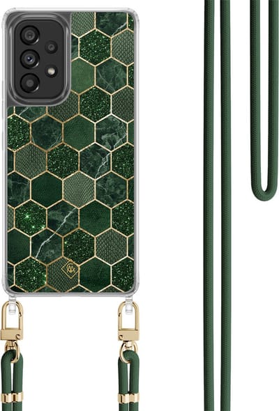 Casimoda® hoesje - Geschikt voor Samsung Galaxy A52 5G - Kubus Groen Bruin - Shockproof case - Extra sterk - TPU/polycarbonaat - Bruin/beige, Transparant