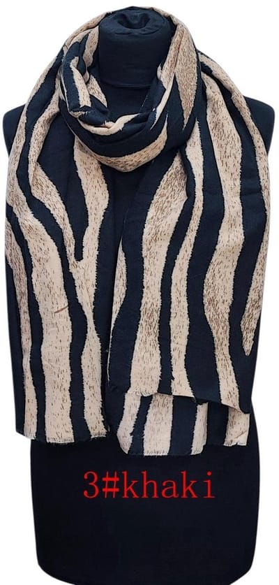 Lange Sjaal - Zebraprint - 100% Viscose - (25113#) - Khaki/Zwart