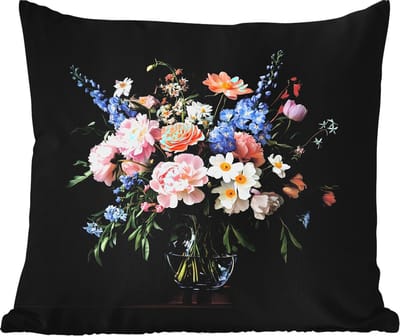 Tuinkussen - Pastel - Bloemen - Glazen - Vaas - 40x40 cm - Weerbestendig