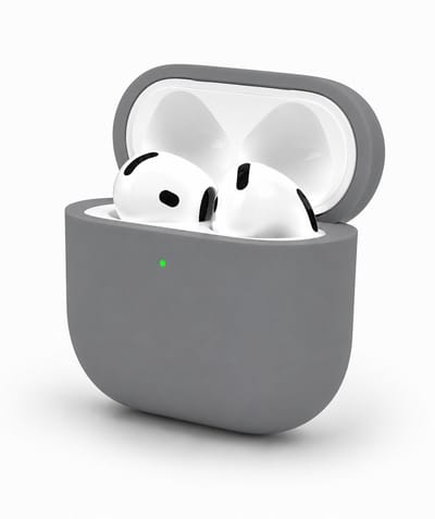 Enluxe Case geschikt voor Airpods 4 – Donker Grijs - Premium Siliconen Hoesje, Valbescherming & Spatwaterdicht, Draadloos Opladen Compatibel