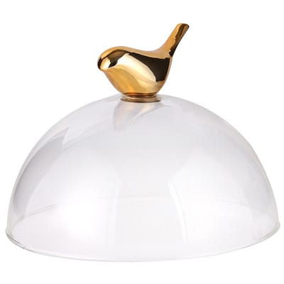 Décorations de luxe en verre pour oiseaux, style nordique, pour vitrine, modèle de chambre, hôtel, bureau, assiette de fruits, protection anti-poussière Bird glass cover M98456 white