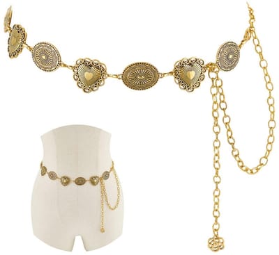 Dailygoods- Kettingriem Metalen Legering - Vintage/Reliëf Hart - Verstelbaar - Taille Schakels - Western/Boho Stijl - Ovale Schakels - Riem