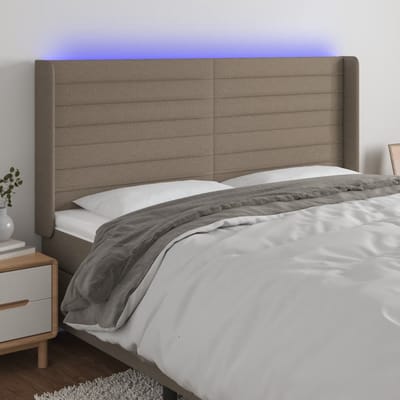 vidaXL - Hoofdbord - LED - 203x16x118/128 - cm - stof - taupe