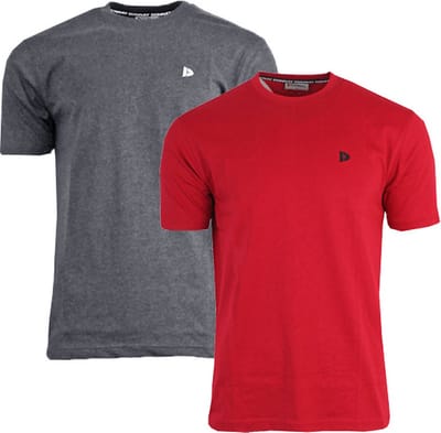2-Pack Donnay - T-shirt (Vince) - Sportshirt - Heren - Charcoal/Berry-red (298) - maat M
