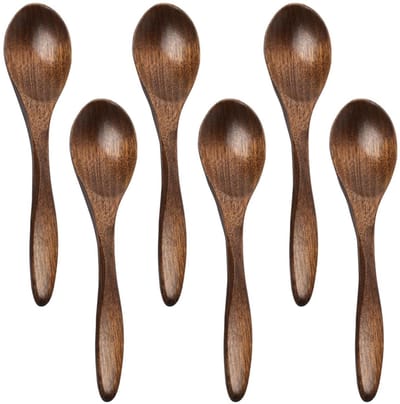 Dailygoods - 6 Klein Hout, Houten Lepels Borden, Multifunctionele Houten Lepels, Kleine Handvat Houten Lepels, Keukenbenodigdheden, Keukengerei