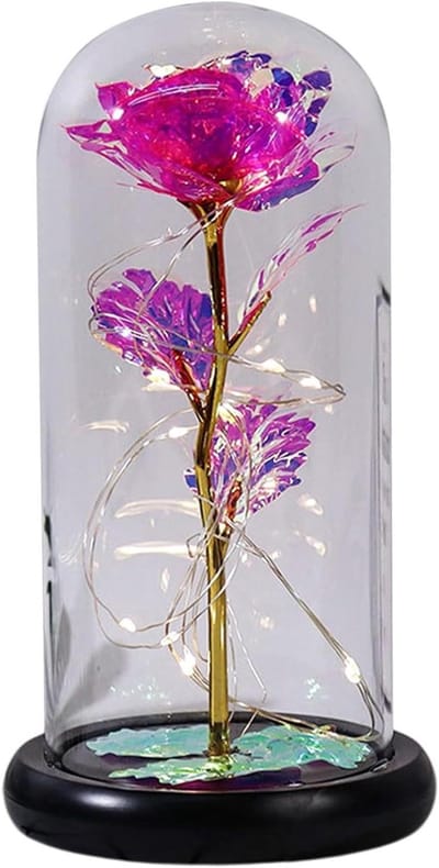 Rozen Ornament - Nachtlampje Decoratie - Romantische Sfeer - Regenboog Lichteffect - Batterijgevoed - Meerkleurig