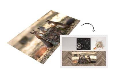 Keukenloper - Loper keuken - Drie eekhoorns rond afgehakte boom - 120x60 cm - Keukenloper vinyl