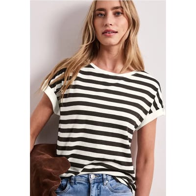 Shirt met ronde hals en knoopdetail