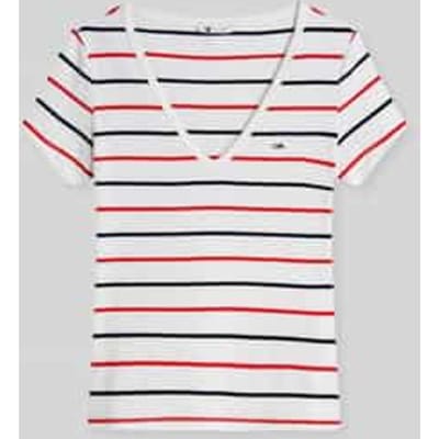 slim fit T-shirt van katoenmix