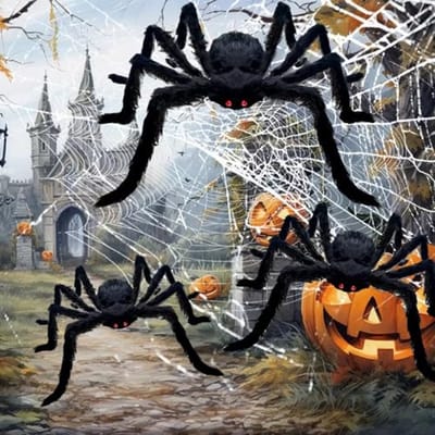Halloween Spindecoraties - Nep Spinnen - Feestelijke Versiering - Levensecht Ontwerp - 150 cm - Zwart