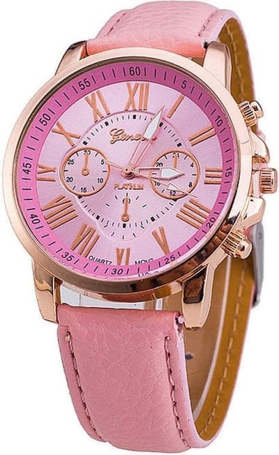 Fako® - Horloge - Geneva - Roman - Metal - Roze