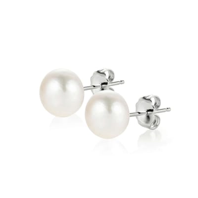 PROUD PEARLS® pareloorbellen knopjes met witte parels 10mm
