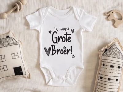 Hospitrix Baby Rompertje met Tekst "Ik Word Grote Broer" | Korte Mouw | Maat M - 3-6 maanden | Cadeau voor Zwangerschap | Bekendmaking | Aankondiging | Grote Broer |