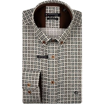 Giordano Overhemd Ivy Fantasy Graphic Pattern Satin Stretch Button-Down Groen-Multi / male
