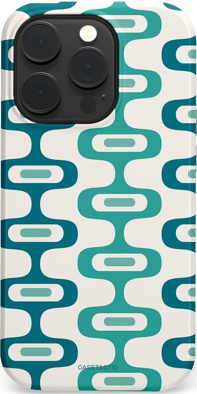 Casetastic hoesje geschikt voor Apple iPhone 14 Pro - MagSafe - Dubbellaagse bescherming - Vormen vibe - Fashion Case - Wit Petrol Lichtgrijs Mintgroen