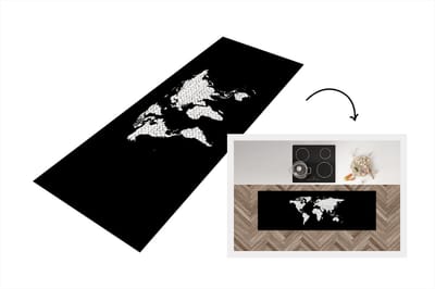 Keukenloper - Loper keuken - Wereldkaart - Golven - Patroon - 150x50 cm - Keukenloper vinyl