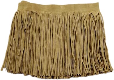 5 meter lange 15 cm faux suede franjes band voor decoratie, kleding, gordijnen en tafellopers, beige