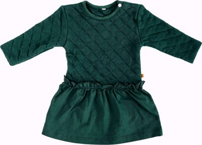 MXM Baby Jurk - Lange mouwen - Groen - Katoen - Warm - gewatteerd - Ronde hals - Drukknopen - Maat 74