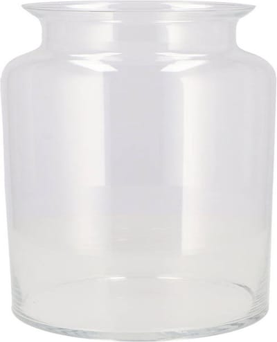 DK Design Bloemenvaas melkbus fles model Milky - transparant glas - 19 x 19 cm - mondgeblazen