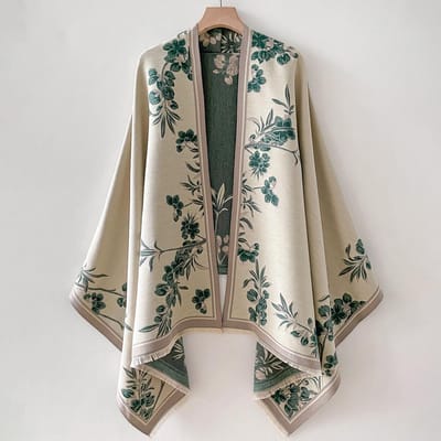Écharpe en Cachemire d'Hiver de Luxe pour Femmes Design Chaleureux Pashmina Couverture Poncho Écharpes Châle Fleur pour Femme Foulard Épais Bufanda gray