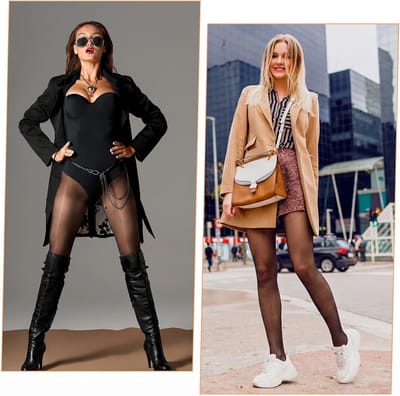 Dames Panty met bloemenpatroon, kant en visnetdesign - Elegante en verfijnde legging voor een stijlvolle look