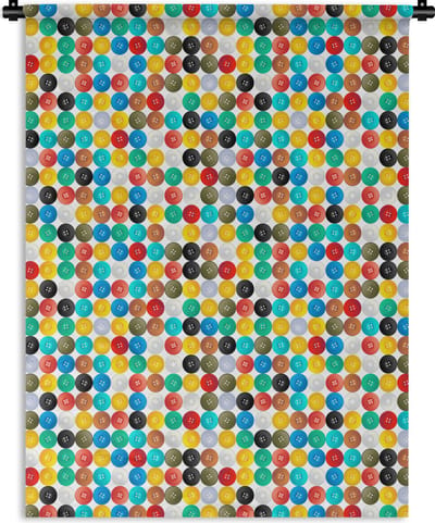 Wandkleed - Wanddoek - Knopen - Regenboog - Kleding - Design - 150x200 cm - Wandtapijt