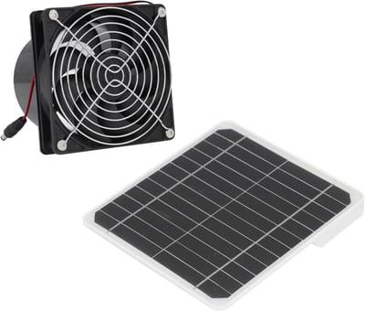 Afzuigventilator op Zonne-energie - Zonne Ventilator Kas - Luchtcirculatie Verbeteren - Monokristallijn Zonnepaneel - 50W - Zwart