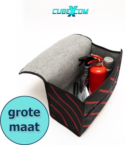 Auto Organizer Kofferbak, Auto Organizer, Autostoel Organizer, Naaldvilt Auto Kofferbaktas, Toolbag, Autotas, Opbergtas, Kofferbak Gereedschapstas, Opbergtas Met Klittenbandsluiting, Bagagetas Triple Suit Rood Gestreept, ALLEEN GROETE MAAT